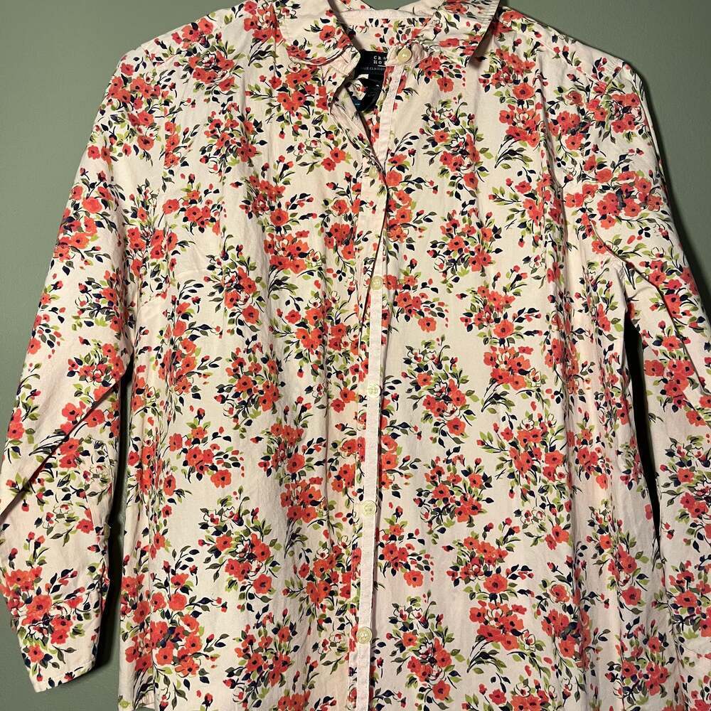 Crazy horse XL button up blouse Long sleeve pink flowers Liz Claiborne top